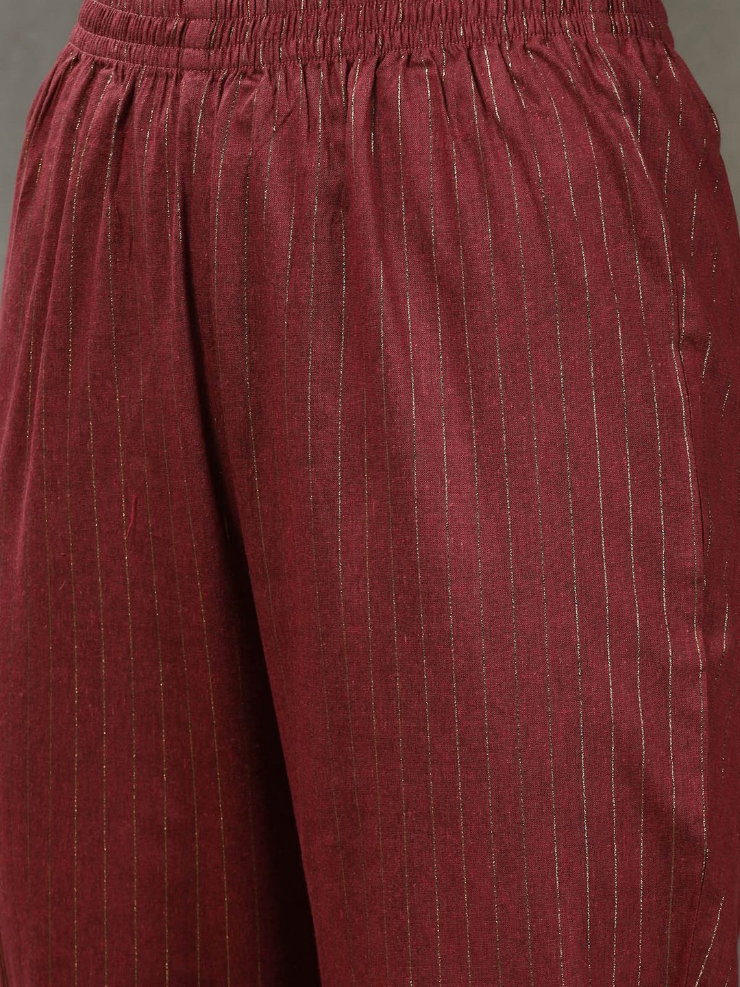 Woven Designed Cotton Blend Straight Kurta Pant Dupatta Set