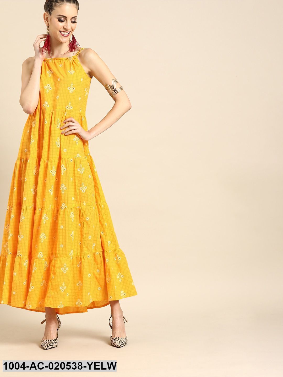 Yellow Printed Maxi Dress