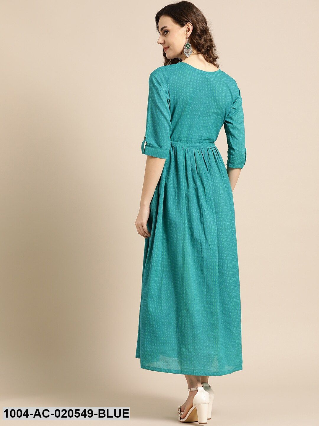 Blue & Green Printed Maxi Dress