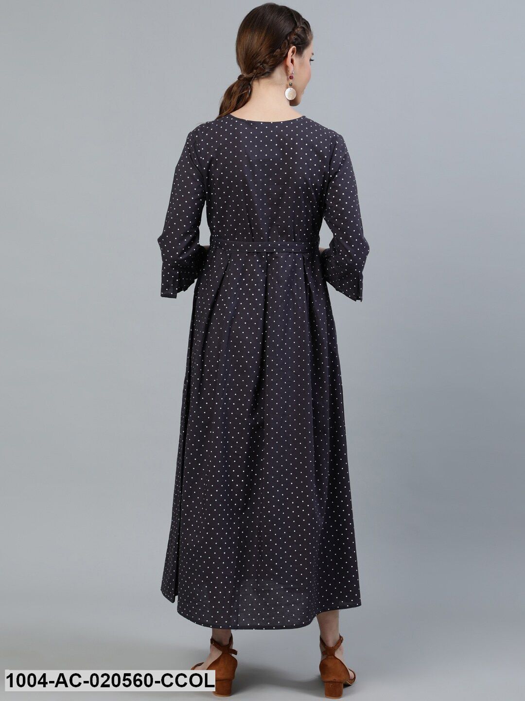 Charcoal Polka Dots Maternity Maxi Dress