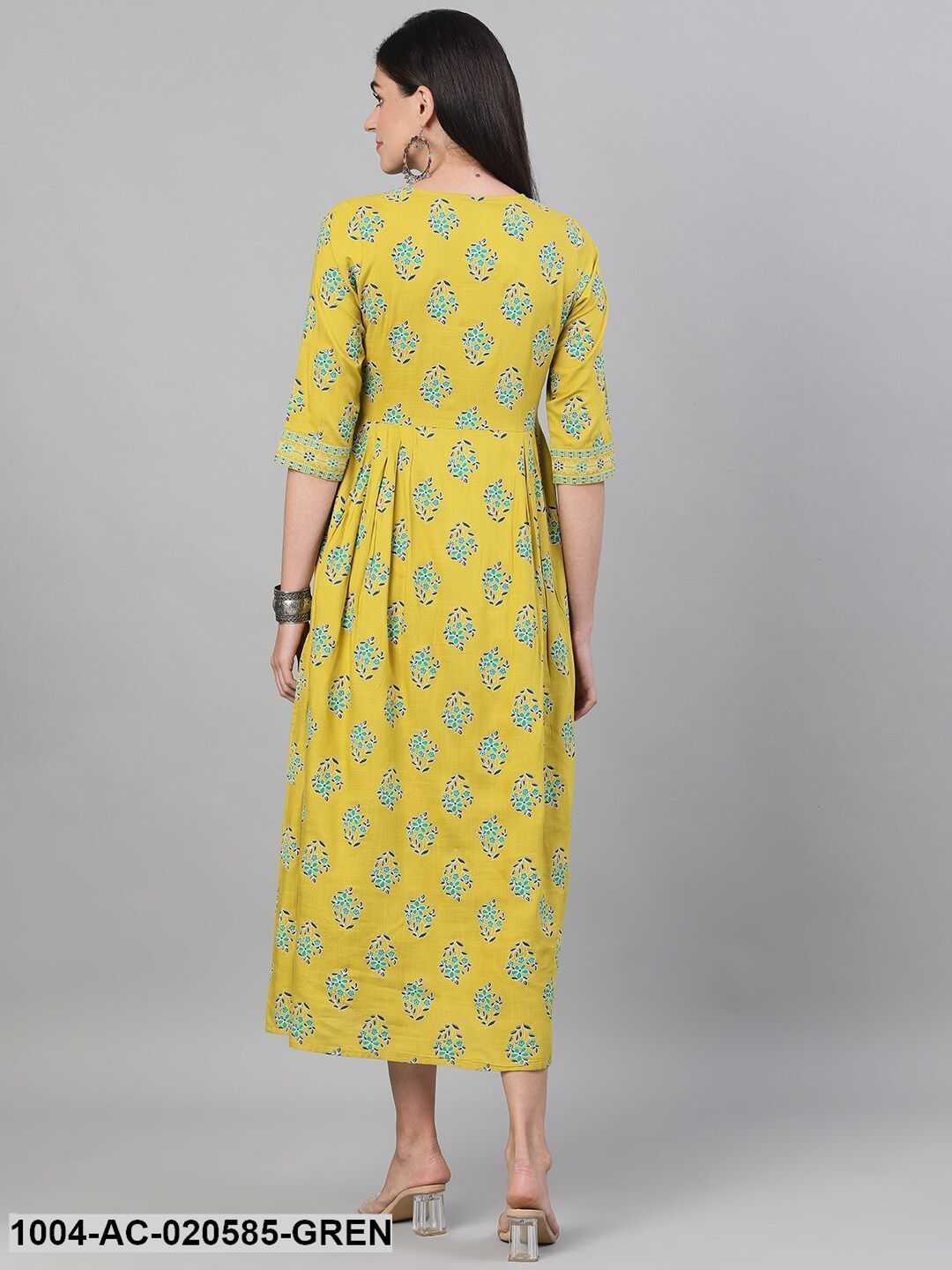 Green Printed A-Line Dress