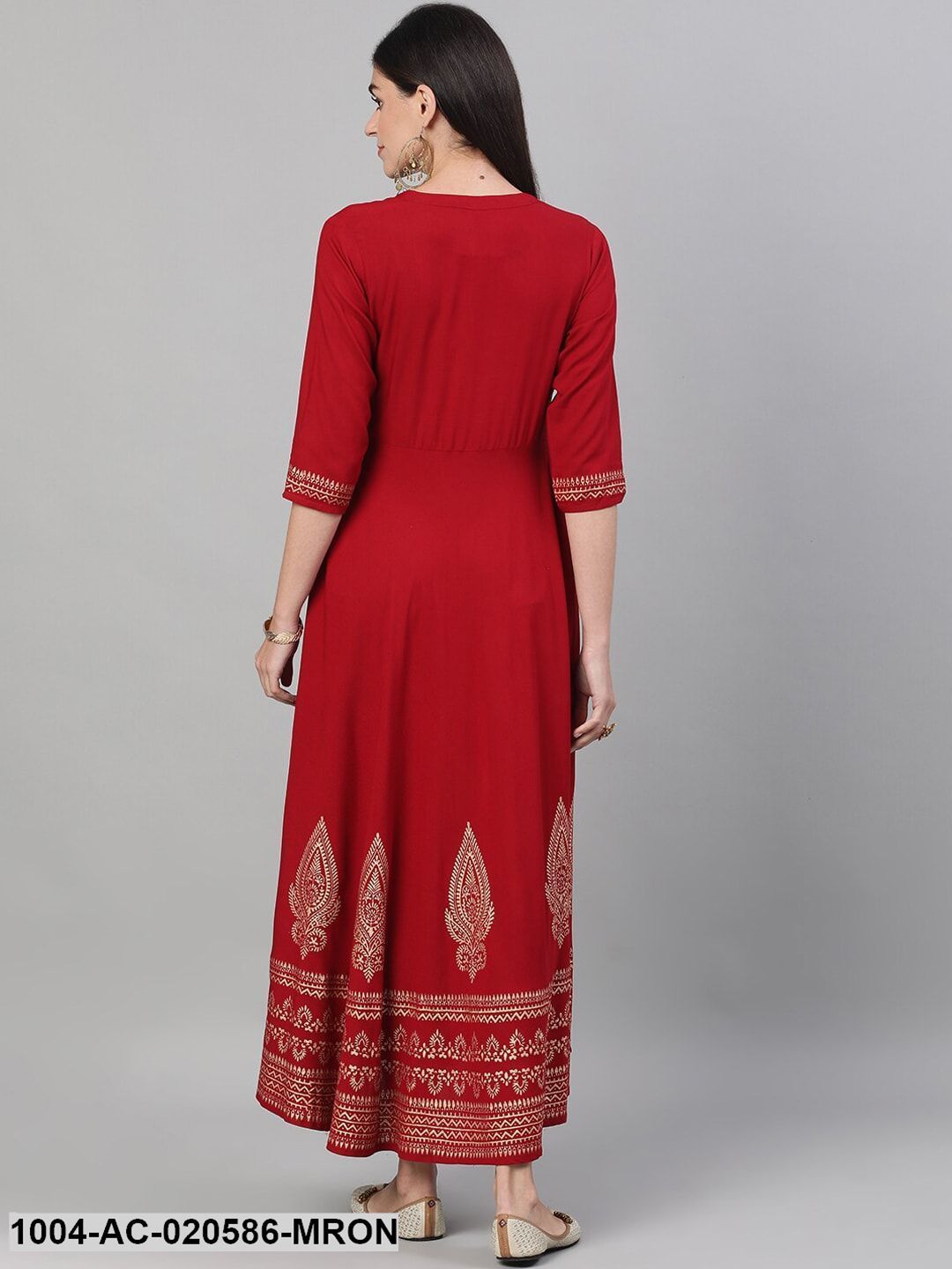 Maroon Solid Maxi Dress