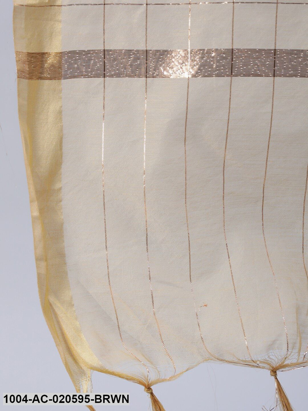 Brown & Beige Block Printed Ethnic Dress With Chanderi Dupatta