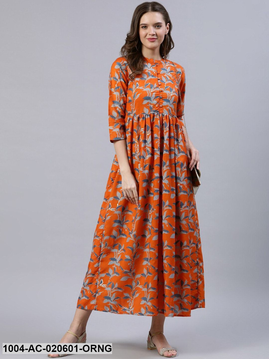 Orange Floral Maxi Dress