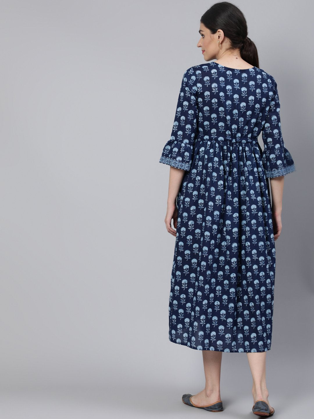 Women Blue Floral Printed Maternity Dress