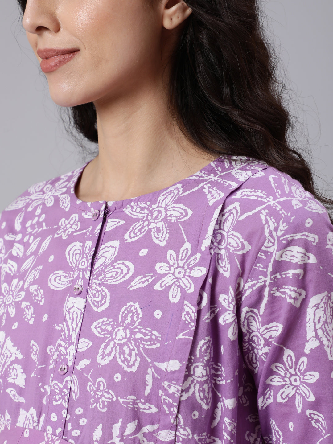 Levender Printed Flared Maternity Dress