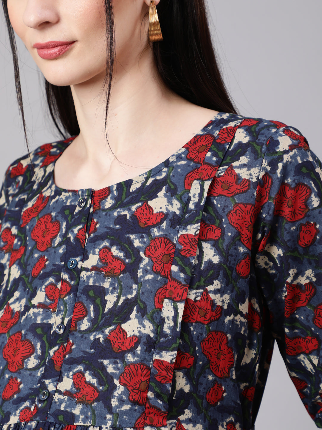Multi Ethnic Printed Flared Maternity Dress