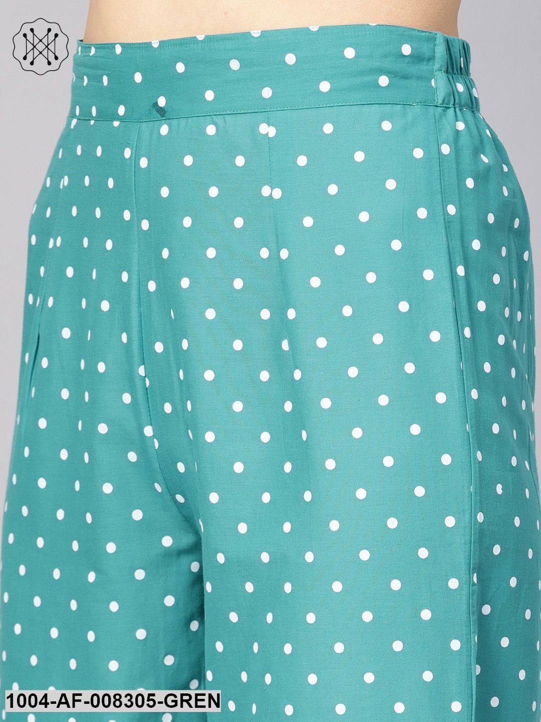 Rama Green Floral Printed Round Neck With V-Slit 3/4Th Sleeves Straight Kurta With Pants And Peach Printed Dupatta