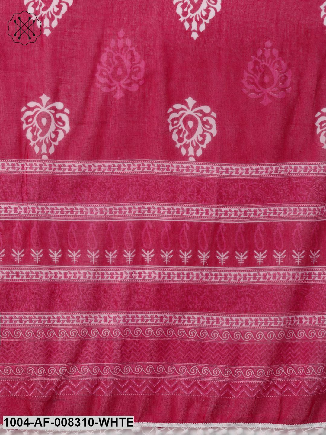 White And Pink 3/4Th Embroidered Sleeve Straight Kurta With Pants And Printed Dupatta.
