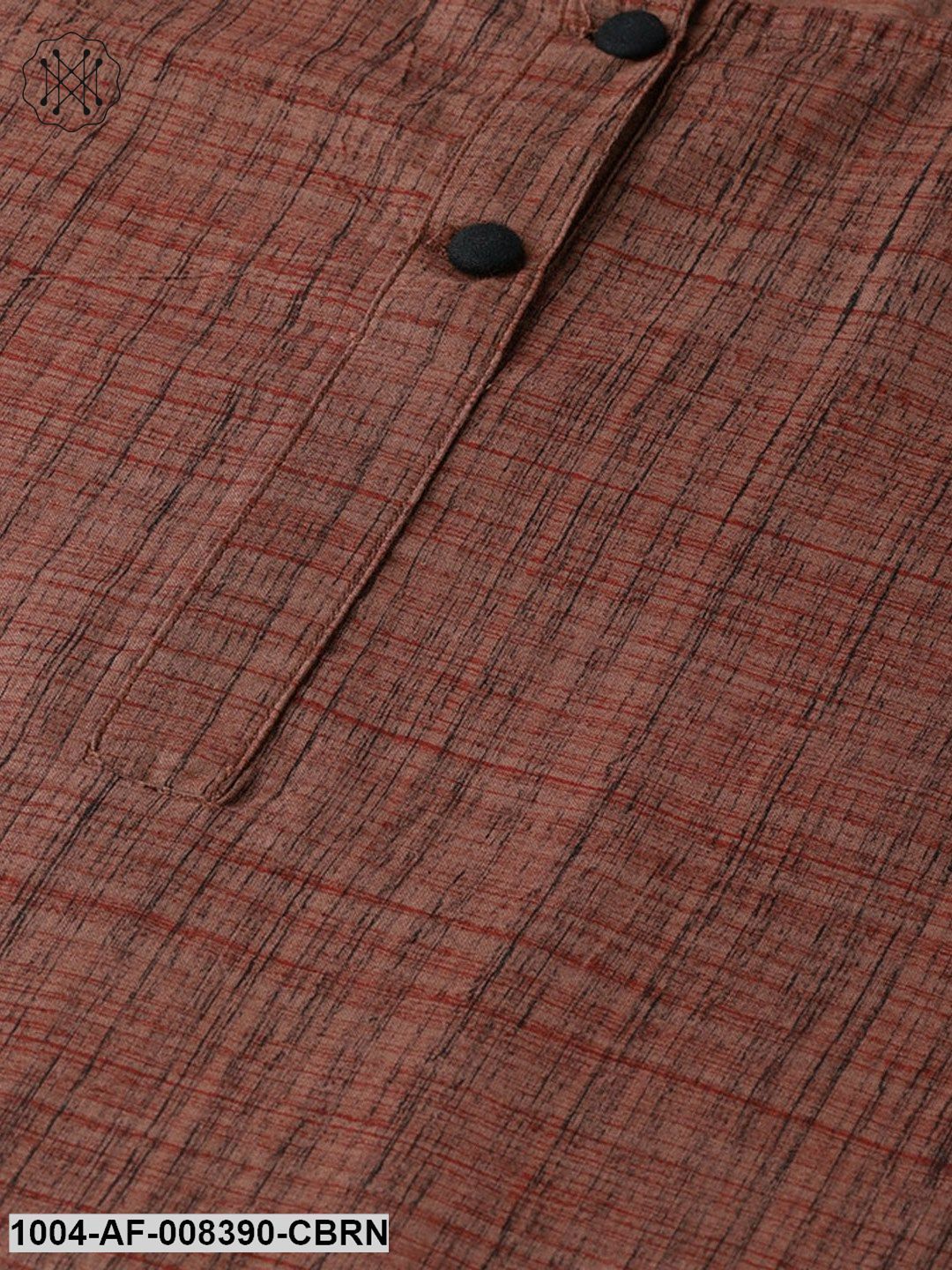 Coffee Brown Printed Half Sleeve Cotton Straight Kurta With Trouser