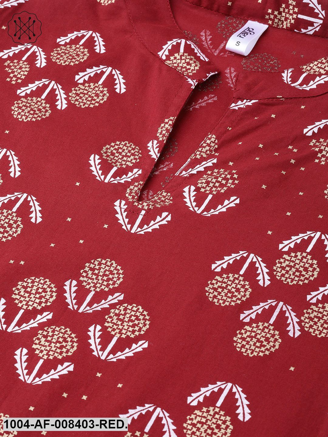 Berry Red & Mustard Yellow Gold Printed Kurta Set With Skirt