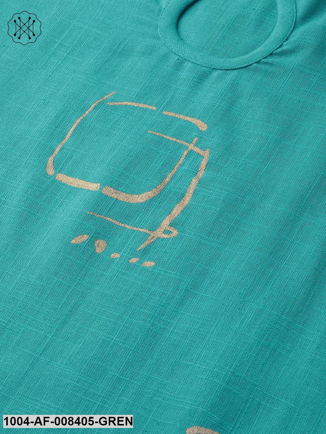 Green Printed Kurta Set With Printed Skirt