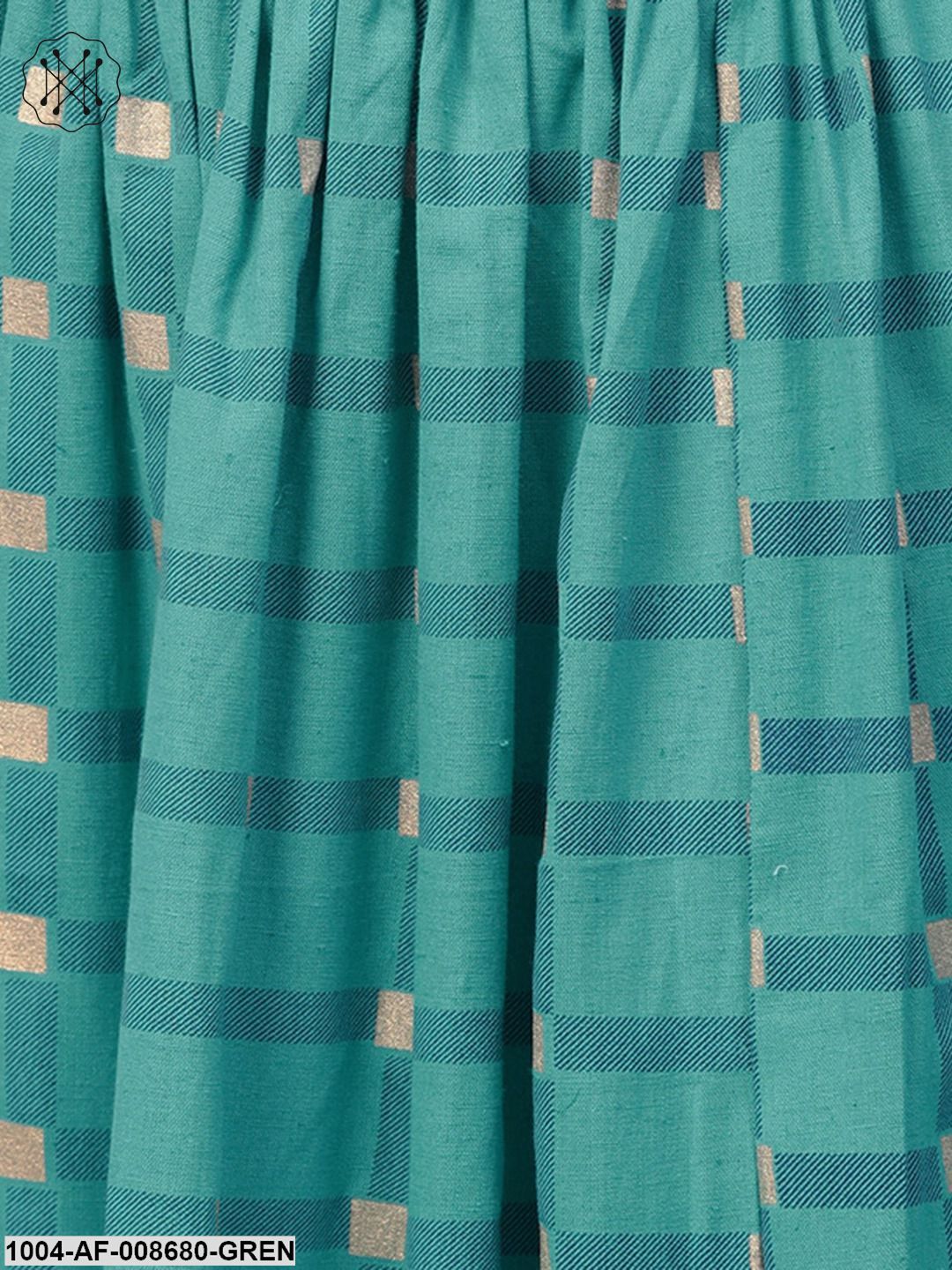 Rama Green Gold Printed Kurta set with Skirt