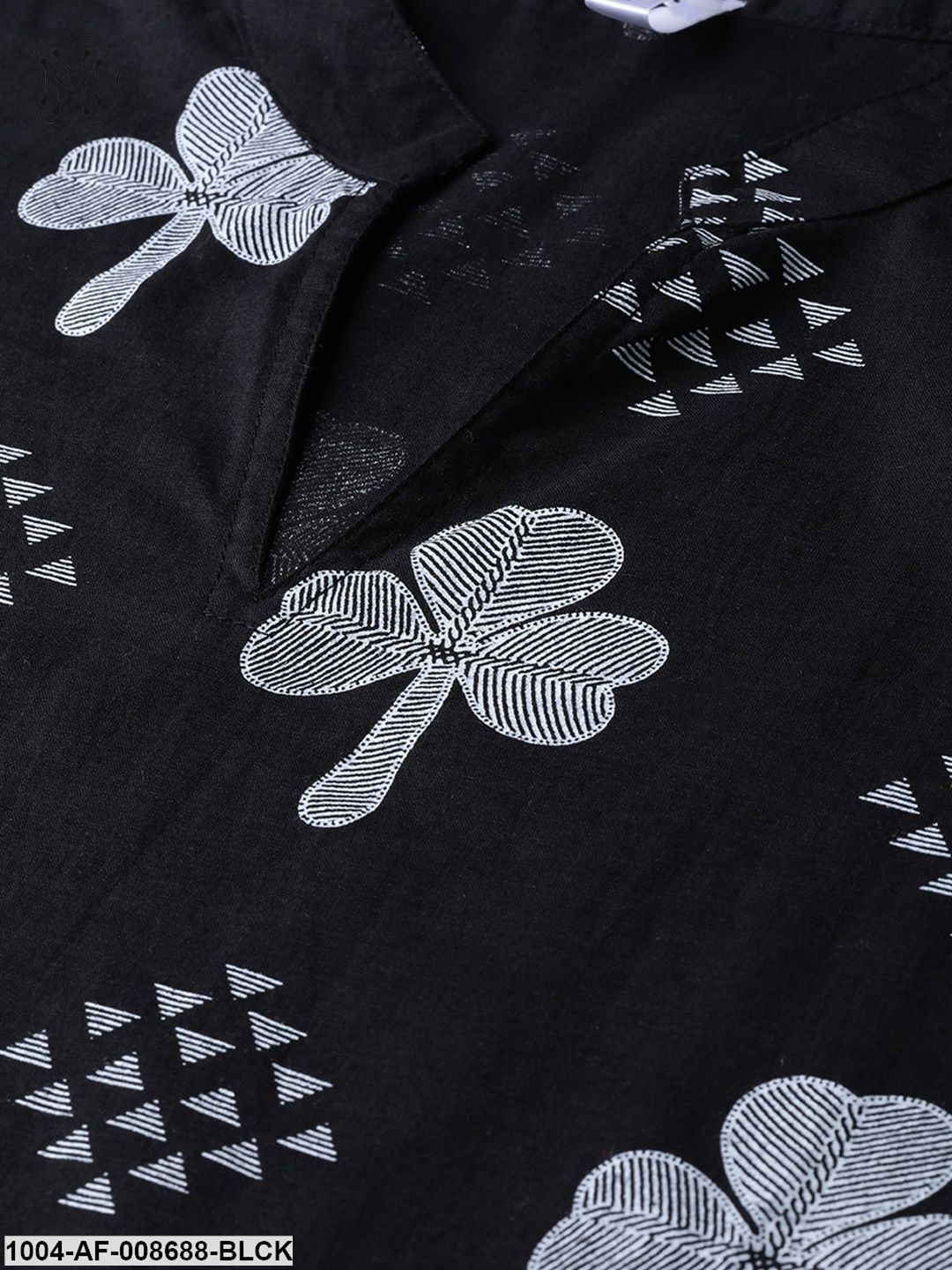 Black & grey Straight Kurta set with Striped Pant