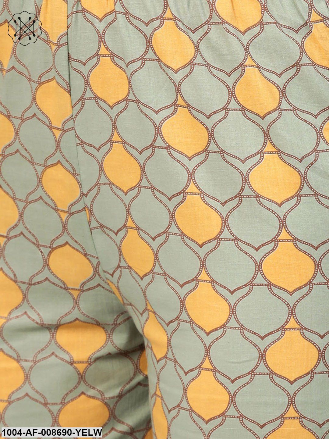 Yellow & Sage Green A-line Printed kurta set with Pant