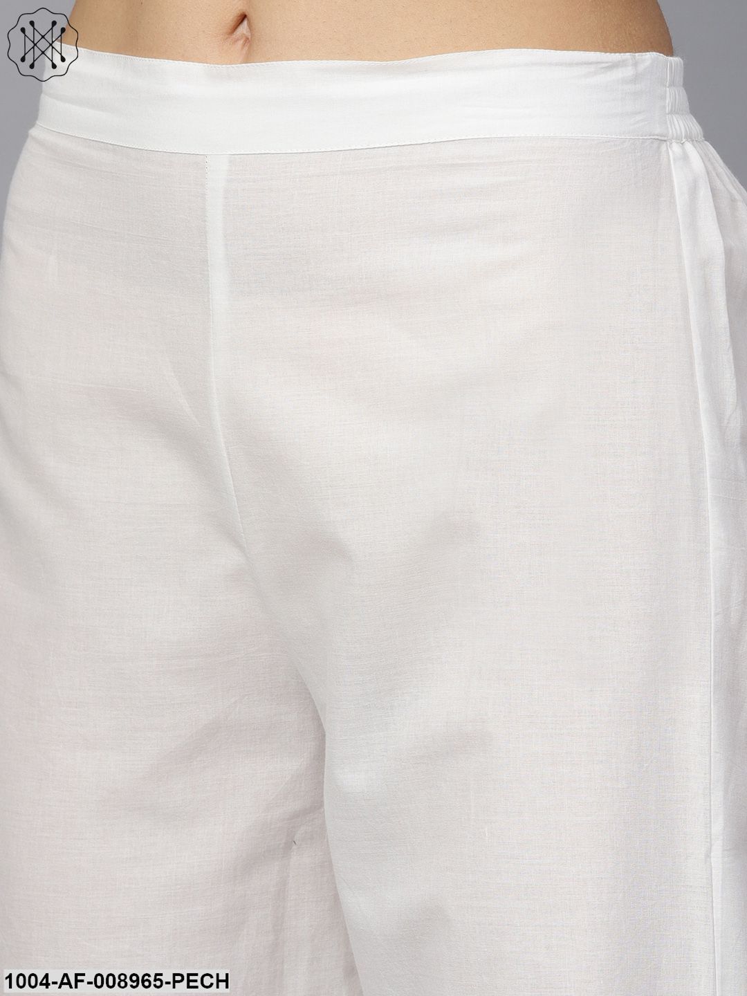 Solid Peach Goat Detailing Straight Kurta And Solid Off White Pants With Goat Detailing Off White Mule Dupatta