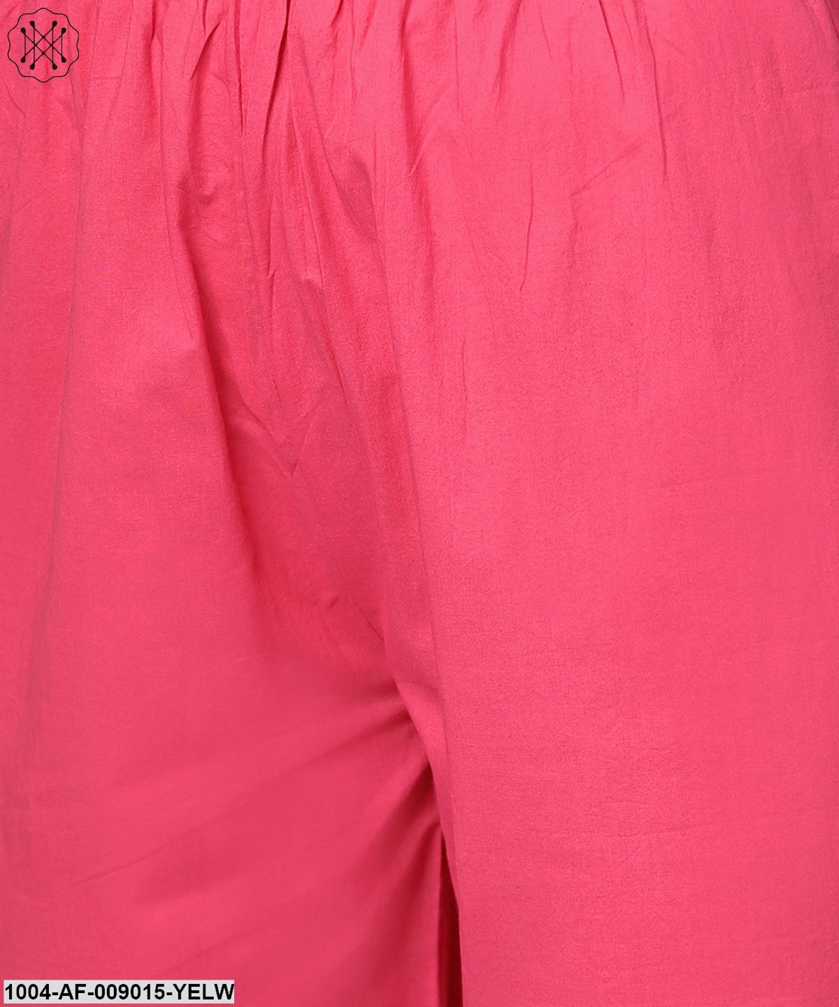 Yellow Printed 3/4Th Sleeve Cotton Kurta With Red Palazzo