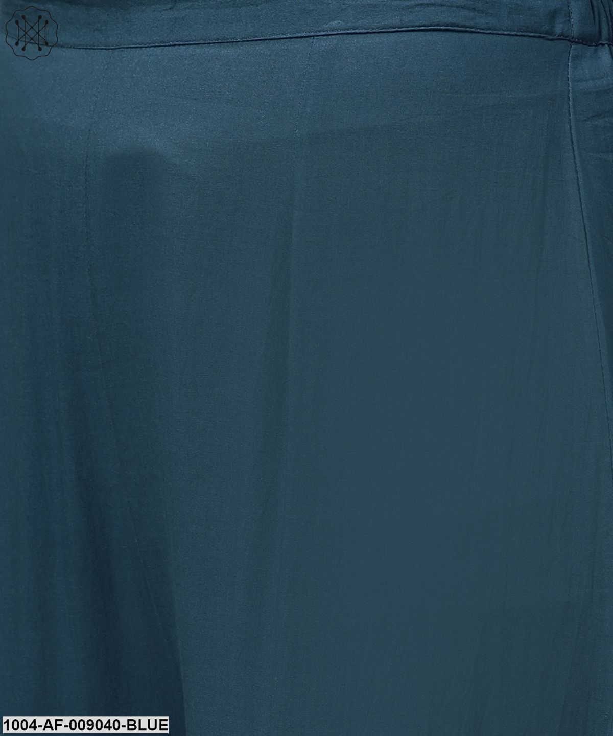 Light Blue Printed 3/4Th Sleeve Cotton A-Line Front Slit Kurta With Navy Blue Palazzo