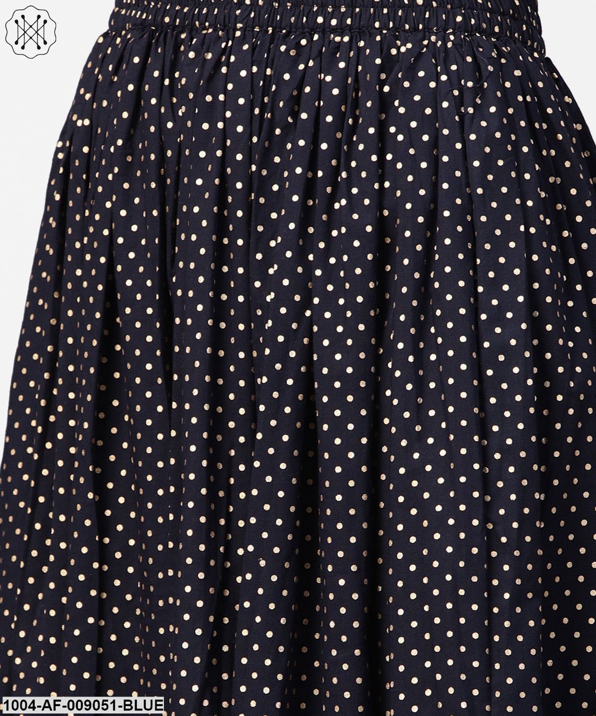 Navy Blue Printed Half Sleeve Kurti With Sharara