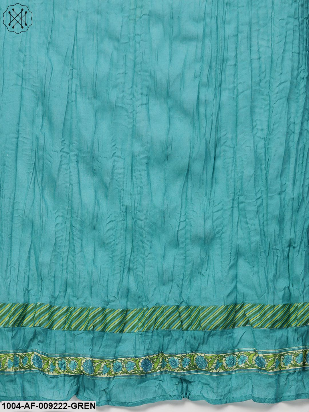 Women Green & Blue Straight Ethnic Motifs Printed Kurta And Palazzos Set