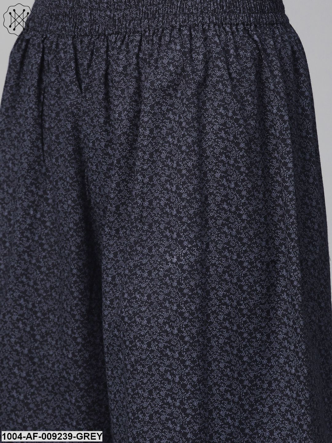 Women Black & Grey Straight Abstract Printed Kurta And Palazzos Set