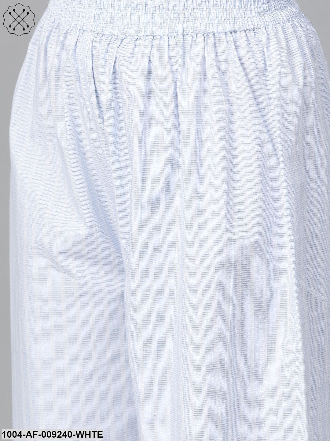 Women Blue & White Straight Floral Printed Kurta And Palazzos Set