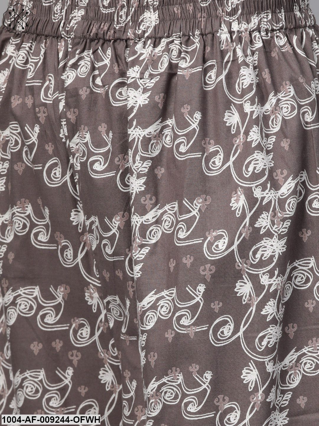 Women Beige & Off White Straight Floral Printed Kurta And Palazzos Set