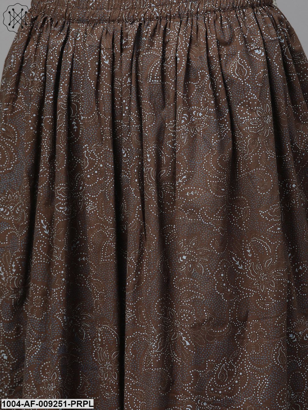 Women Peach & Purple Straight Floral Printed Kurta And Skirt Set