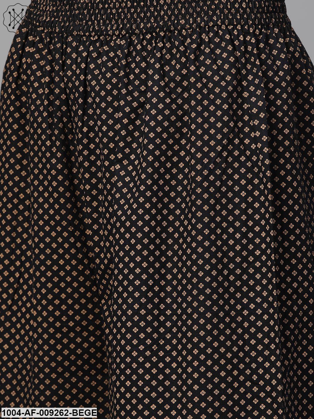 Women Off White & Beige Straight Floral Printed Kurta And Palazzos Set