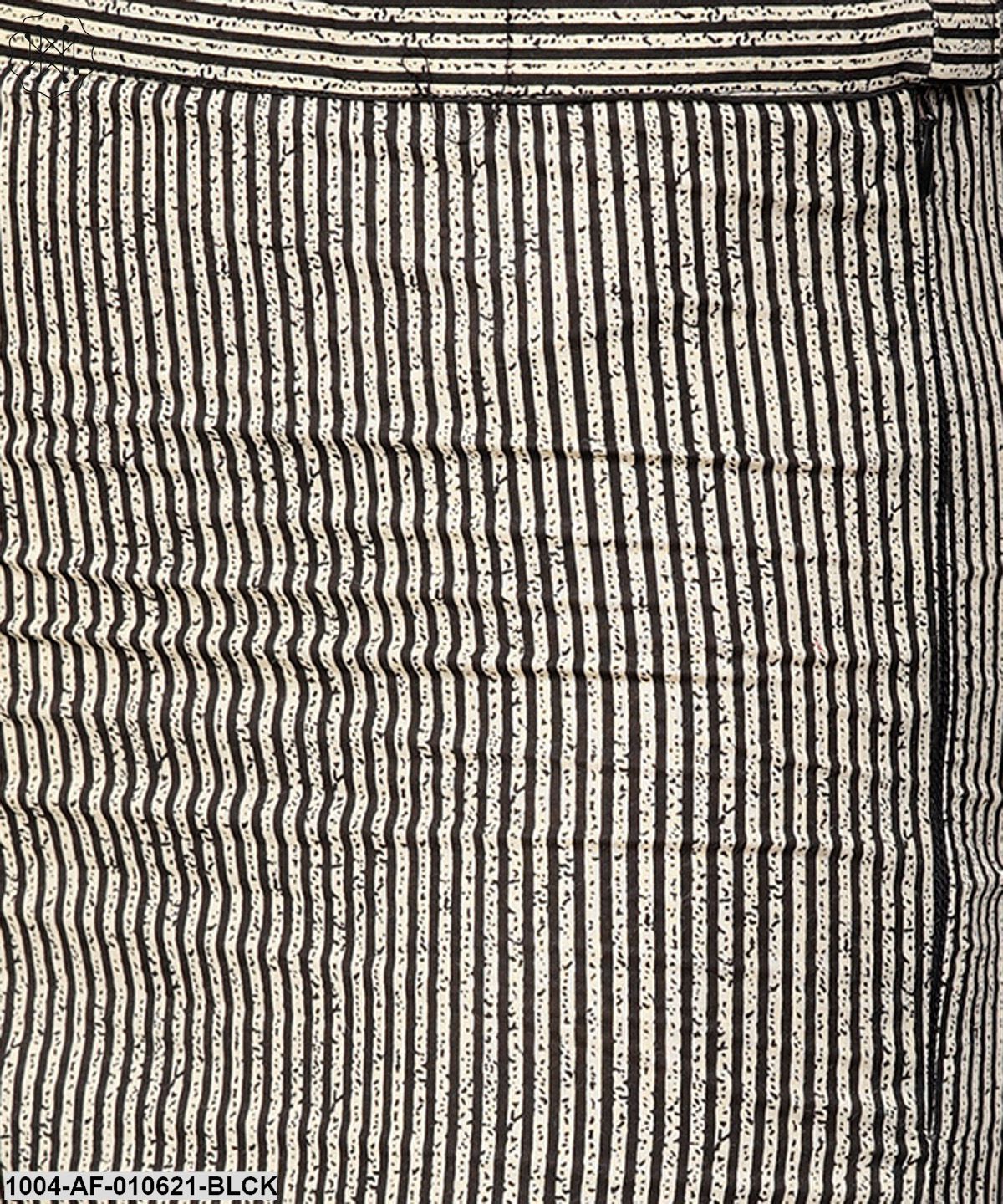 Women Black Long Sleeves Shirt Collar Straight Pure Cotton Kurta And Palazzos Set