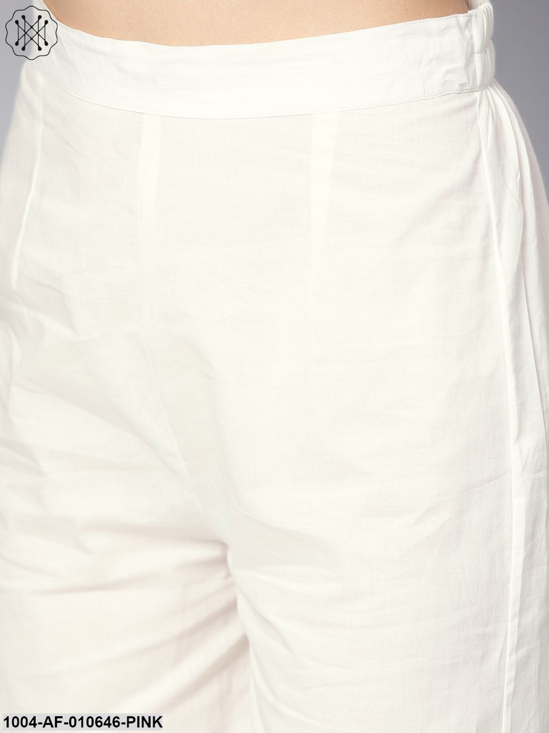 Women Pink Three-Quarter Sleeves Round Neck Straight Pure Cotton Kurta And Palazzo Set