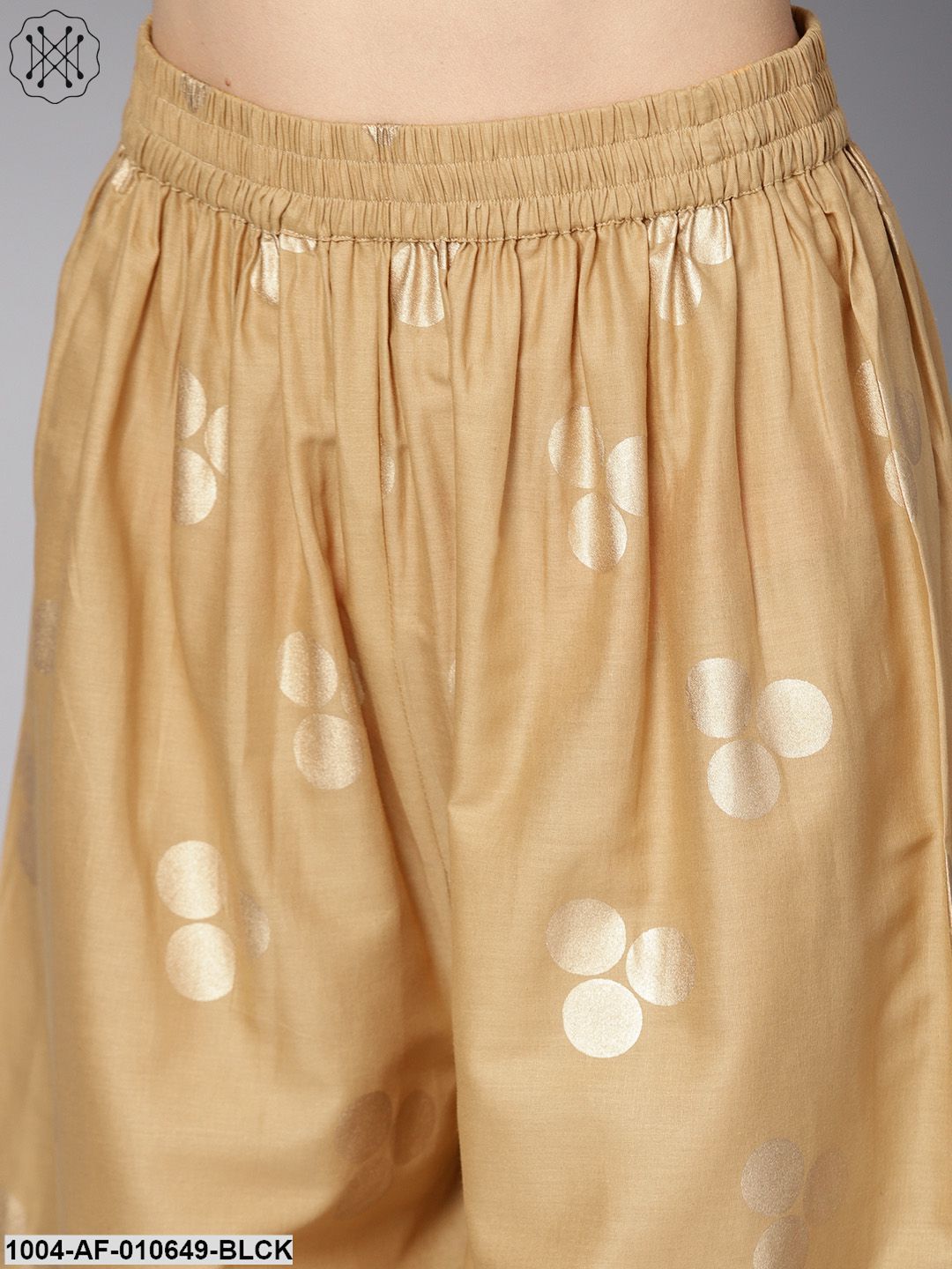 Women Black Three-Quarter Sleeves Mandarin Collar Straight Pure Cotton Kurta And Palazzo Set