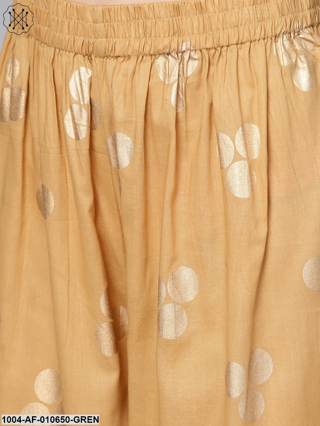 Women Green Short Sleeves Round Neck Straight Pure Cotton Kurta And Palazzo Set