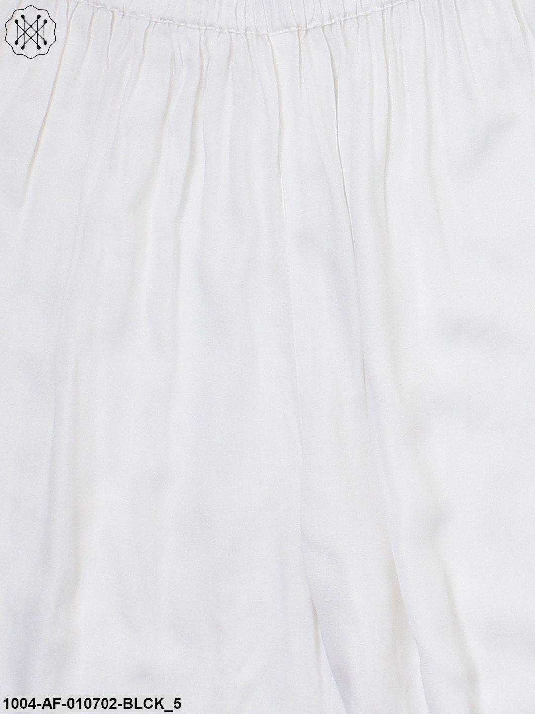 Black Printed 3/4Th Sleeve High Slit Cotton A-Line Kurta With Off White Palazzo