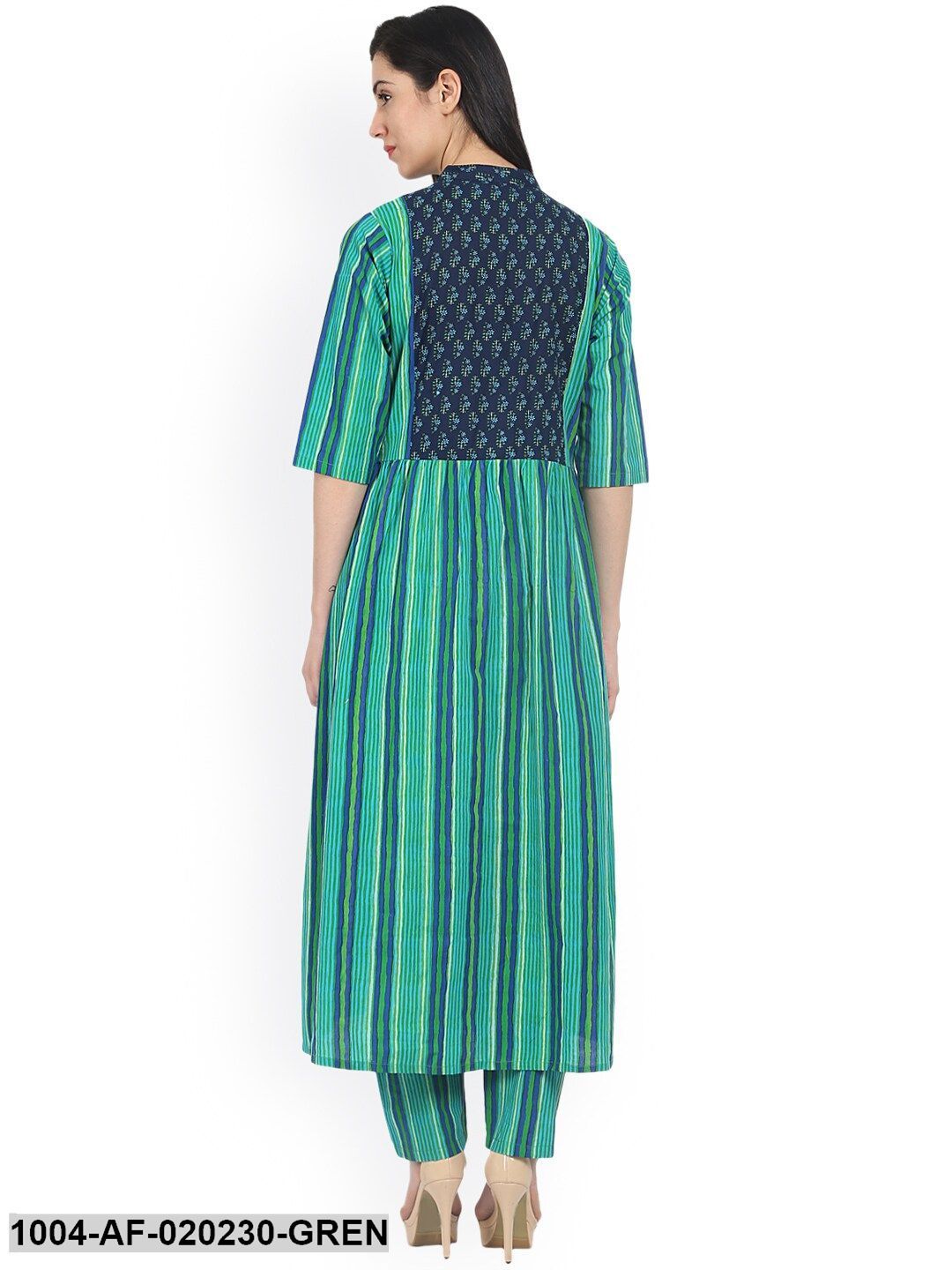 Green Printed Kurta with Palazzos