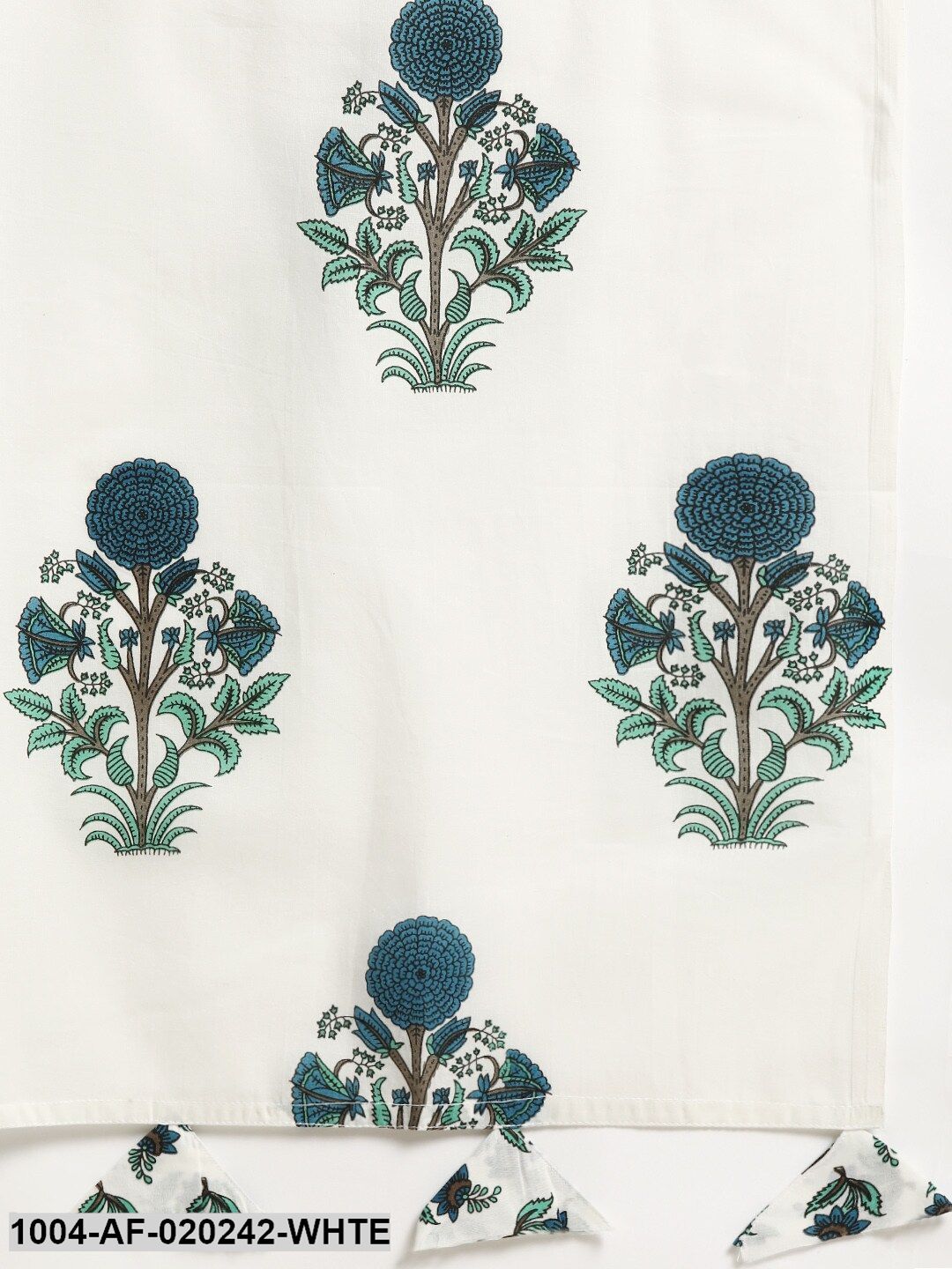 White & Blue Printed Tiered Kurta with Palazzos & Dupatta