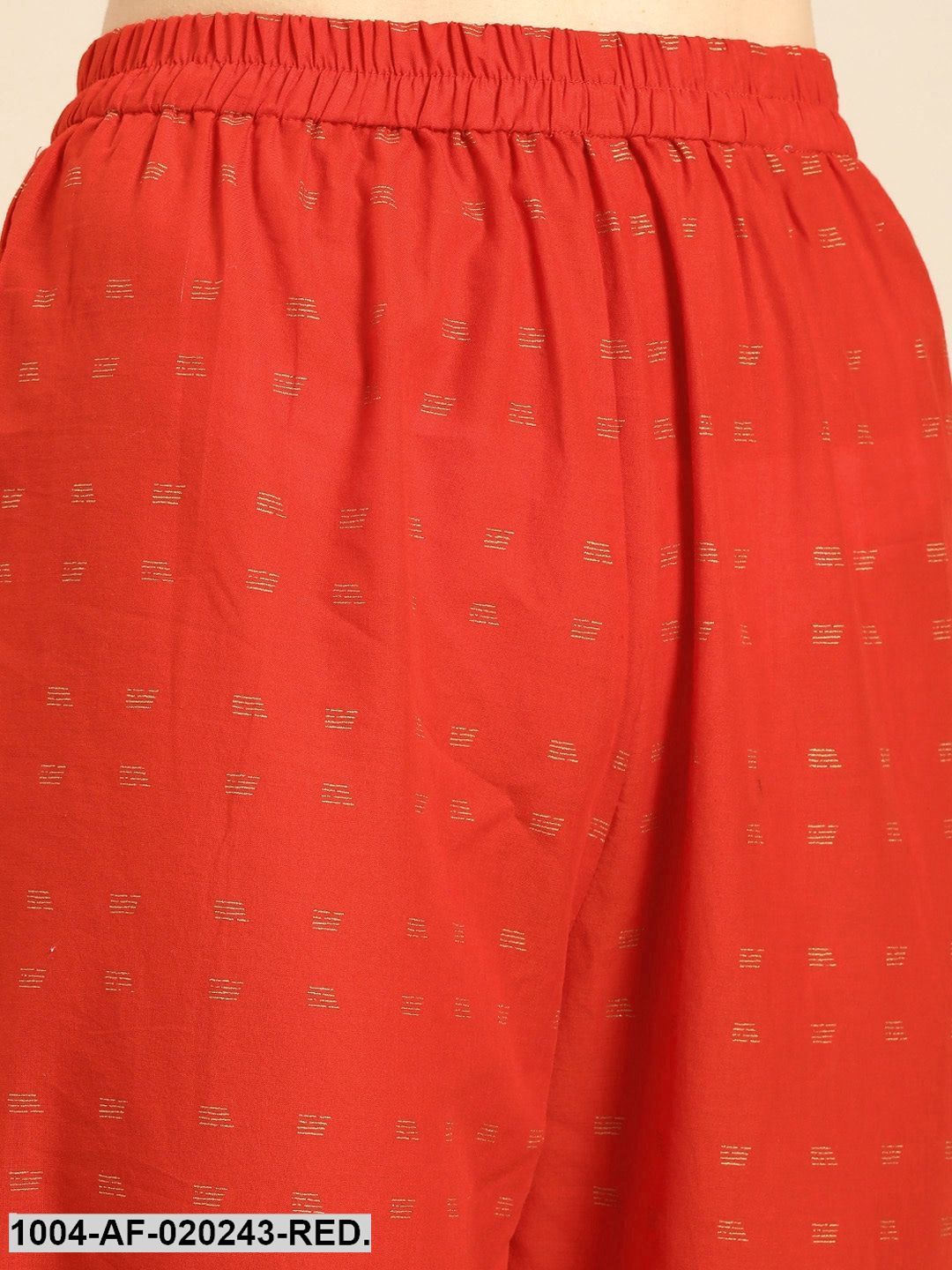 Red & Gold-Toned Printed Kurta with Trousers
