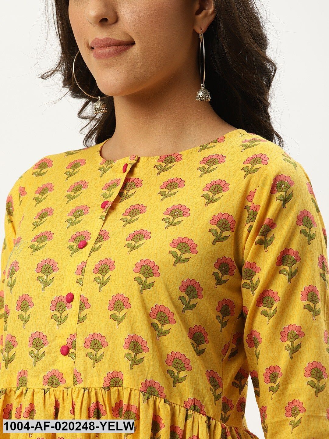 Yellow & Off-White Printed Kurta with Palazzos