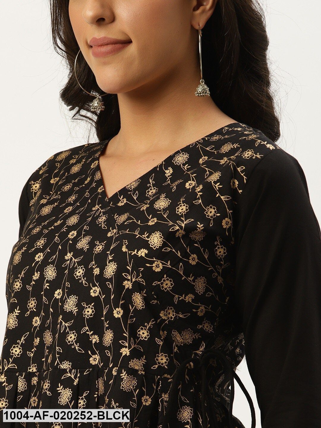 Black & Goldend Printed Kurta with Sharara