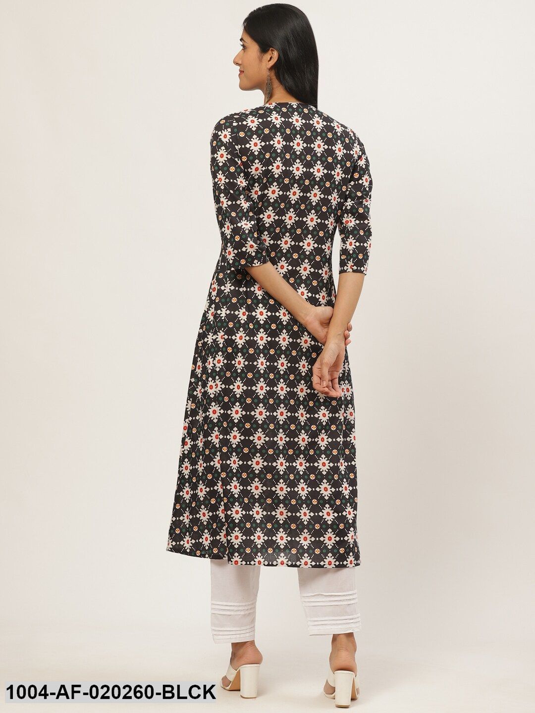 Black & White Tribal Printed Kurta with Trousers