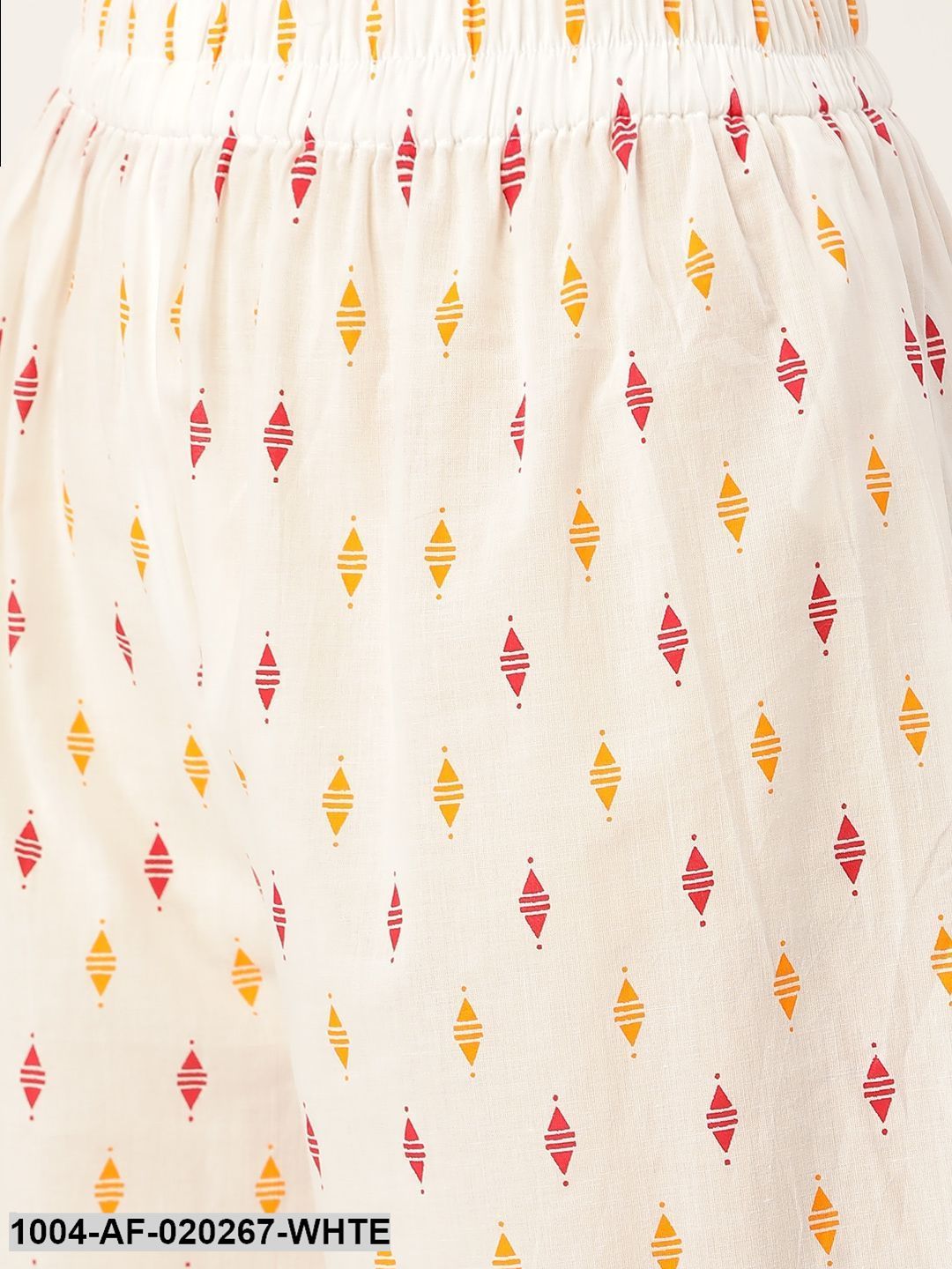 White & Orange Printed Kurta with Palazzos