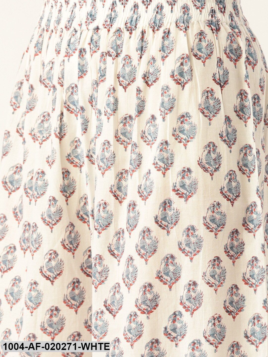 White & Blue Printed Kurta with Palazzos