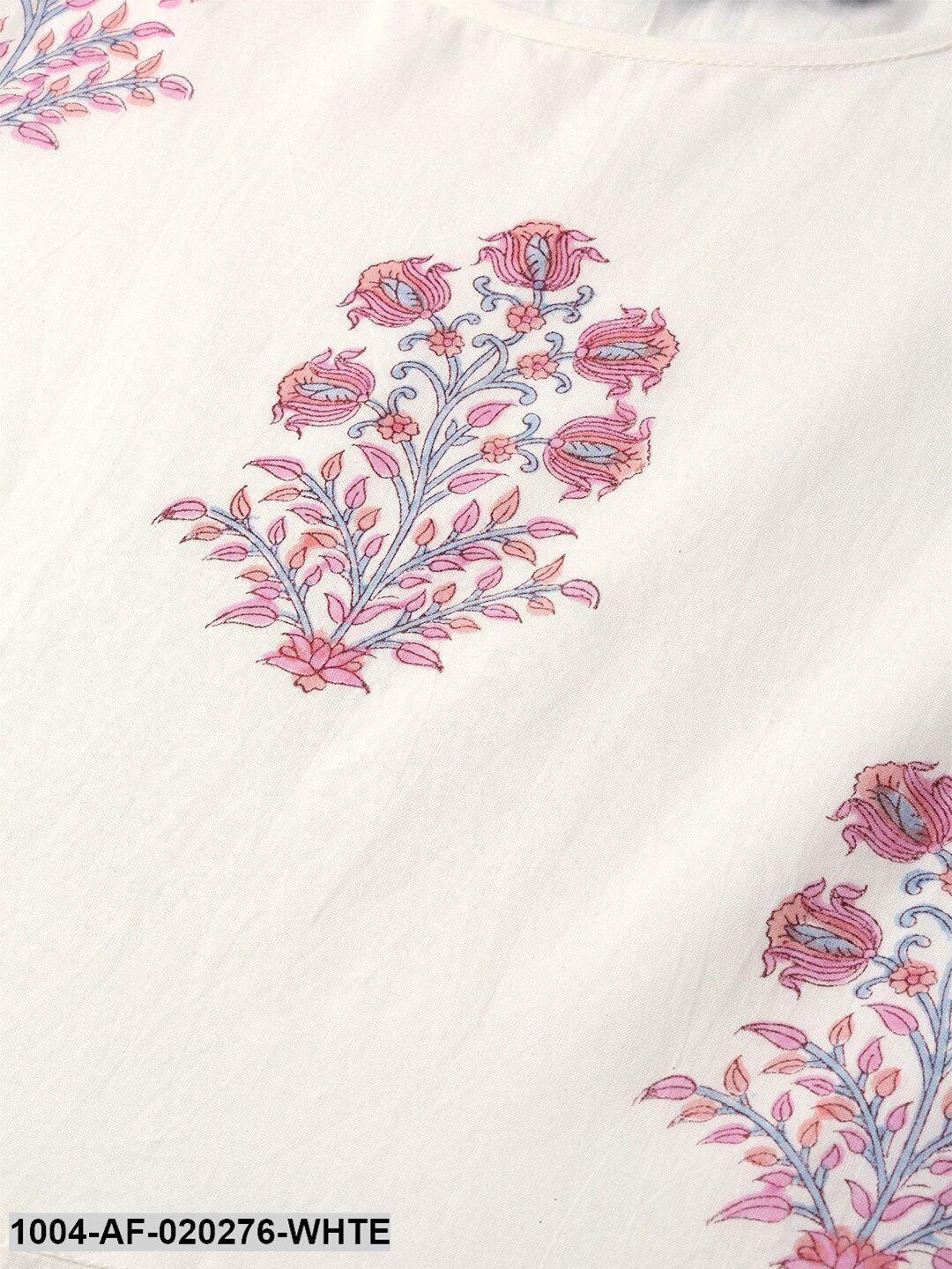 White & Pink Printed Kurta with Palazzos