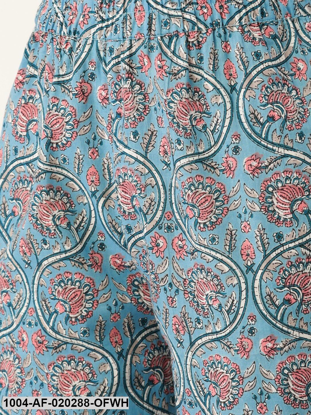 Off-White & Blue Printed Kurta with Palazzos & Dupatta