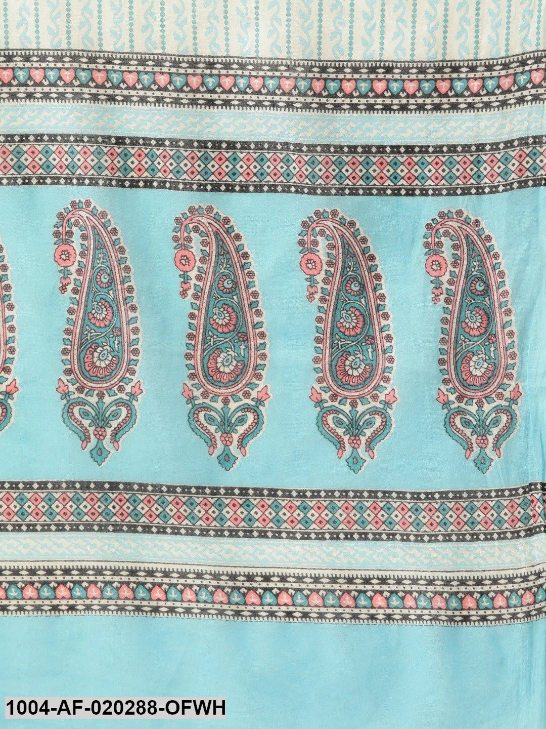 Off-White & Blue Printed Kurta with Palazzos & Dupatta