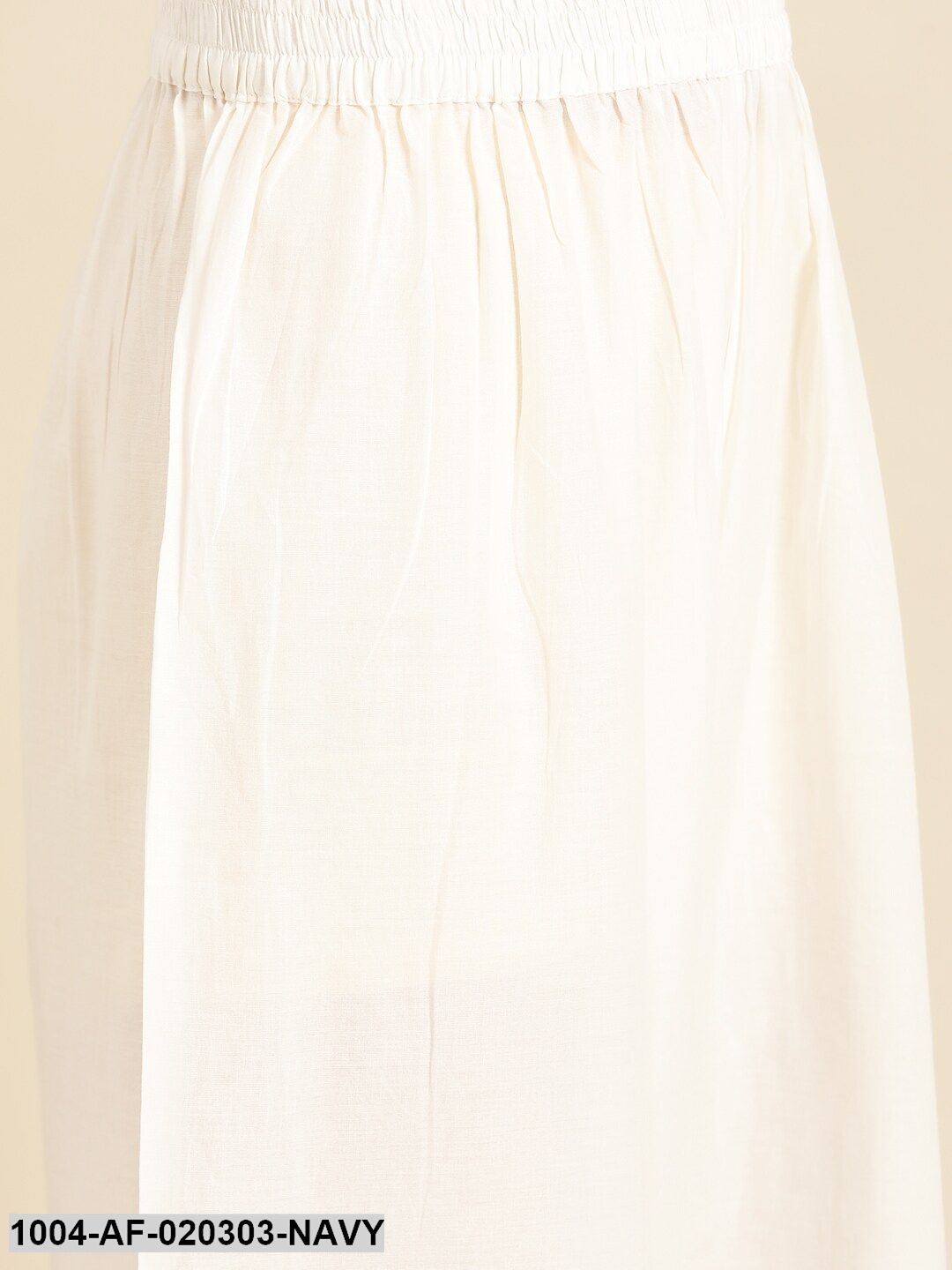 Navy Blue White Pure Cotton Ethnic Motif Print Kurta with Palazzos