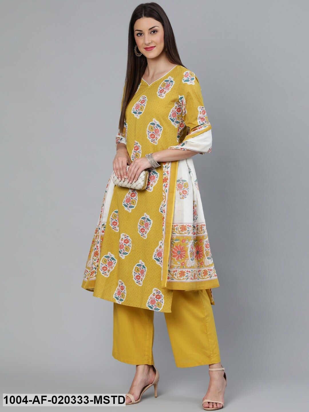 Mustard Mustard Straight Kurta With Palazzo and Dupatta with pockets