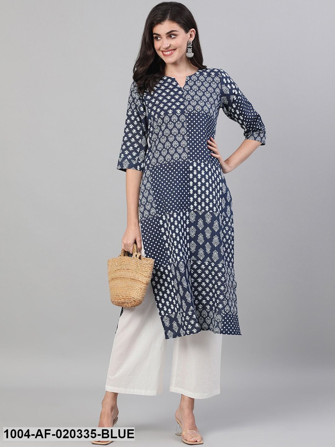 Blue Printed Kurta with Palazzos
