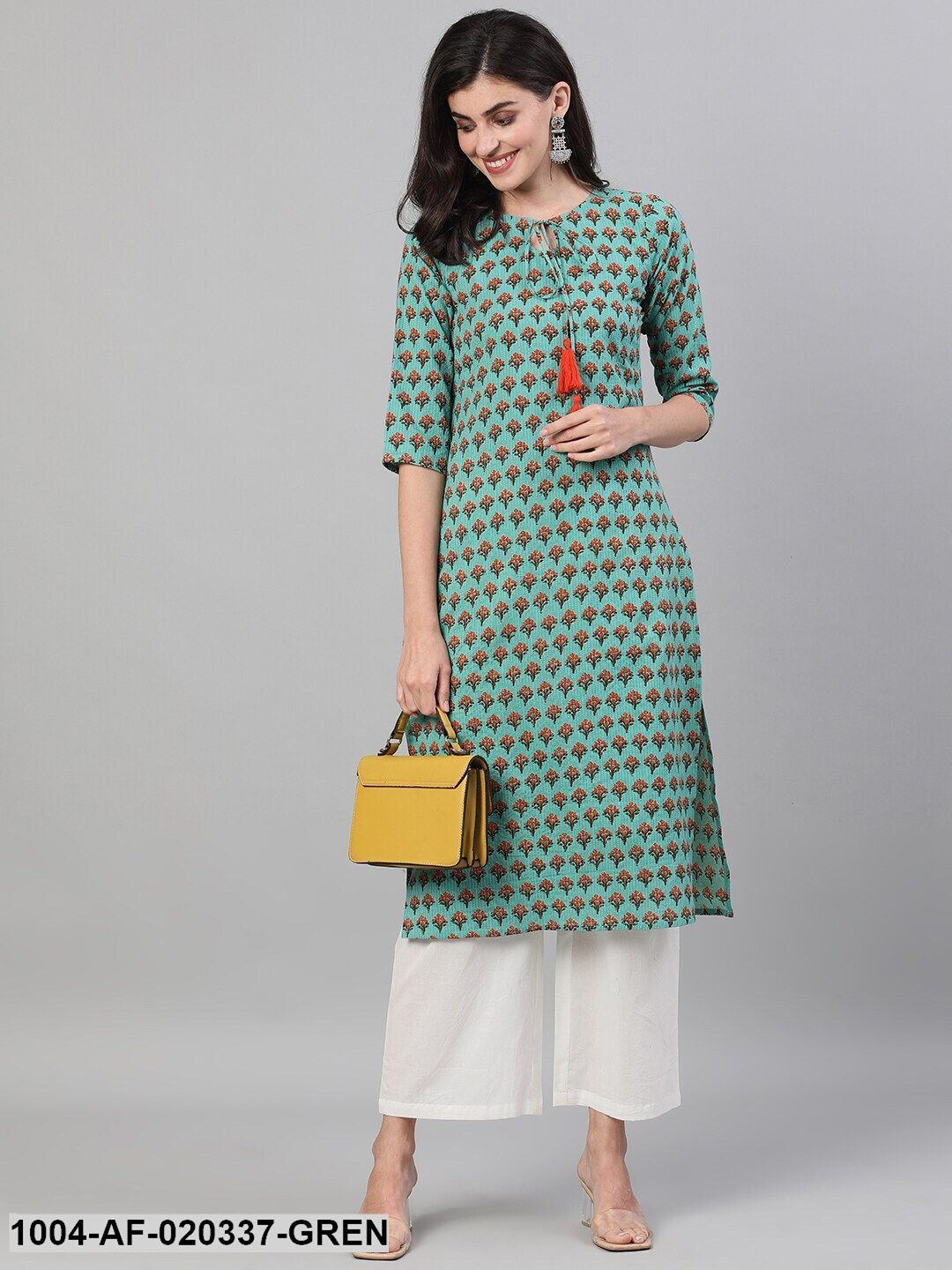 Green Printed Kurta with Palazzos