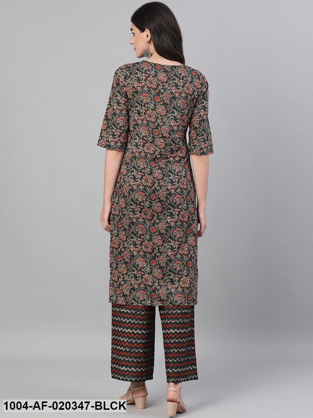 Black & Red Printed Kurta with Palazzos